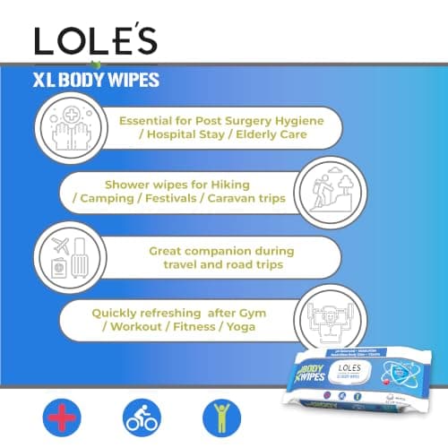 LOLE'S XL Body Wipes for Adults, No Shower Body Wash Wet Wipes, 4pk x 48 — view 2