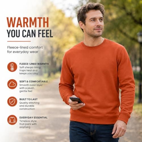 QIANCOME Thermal Sweatshirt Mens-Casual Jumpers for Men UK Fleece Lined — view 4
