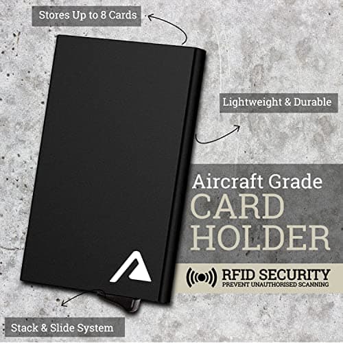 Auners - Card Holder Wallet Mens Minimalist Slim Metal RFID Blocking Contactless Card Protector Pop-Up Gift for Man Him Christmas Stocking Filler — view 4