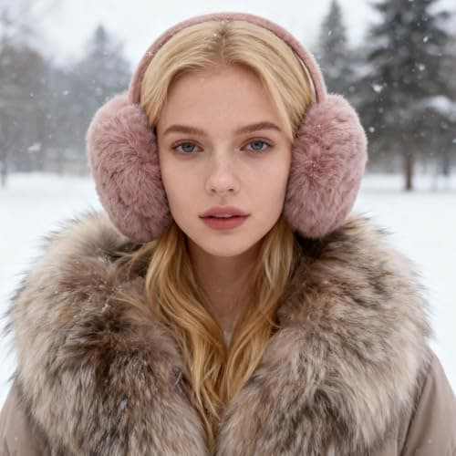 SEDEX Ear Muffs Women Girls Skiing Accessories Fluffy Foldable Adults Earmuffs Thermal Ear Warmer Protection from Wind Ladies Gift for Winter, Pink — view 6
