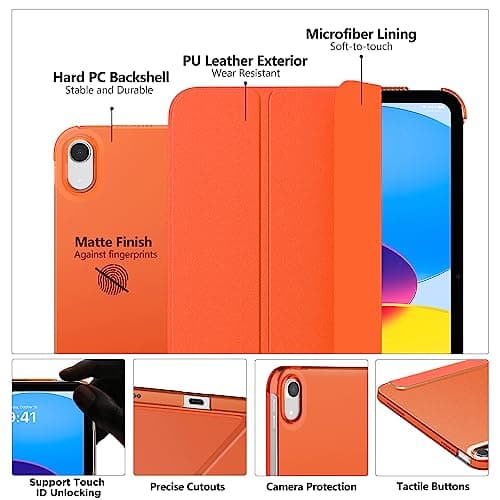 MoKo for iPad (A16) 11th Generation Case, iPad 10th Gen Case, Orange — view 3