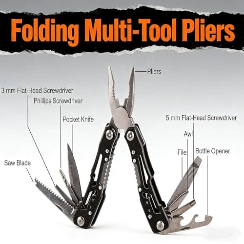Zerodis Folding Tool Pliers, Stainless Steel, Easy Folding Design with Safety Lock, Versatile Tool for Outdoor, Convenient Nylon Bag for Camping, Fishing, Secure Locking Mechanism — view 3