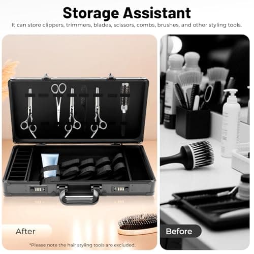 ​​Professional Barber Carrying Case Large Capacity 10kg Load Hairdressing Tool Storage Box with Double Combination Locks Adjustable Strap for Barber Salon Mobile Hairstylist Travel Organizer Black​ — view 2