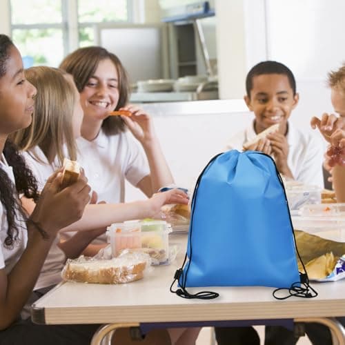 Pack of 2 Drawstring Cooler Bag Cooler Bag Backpack Reusable Foil Bags for Work School Travel (Sky Blue, Fluorescent Green) — view 6