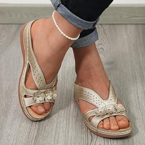 Extra Wide Fit Sandals For Women Wide Width Sandals For Swollen Feet,Sliders Shoes Breathable Fabric,Foldable For Travel,Textured Tread,Daily Urban Commute — view 3