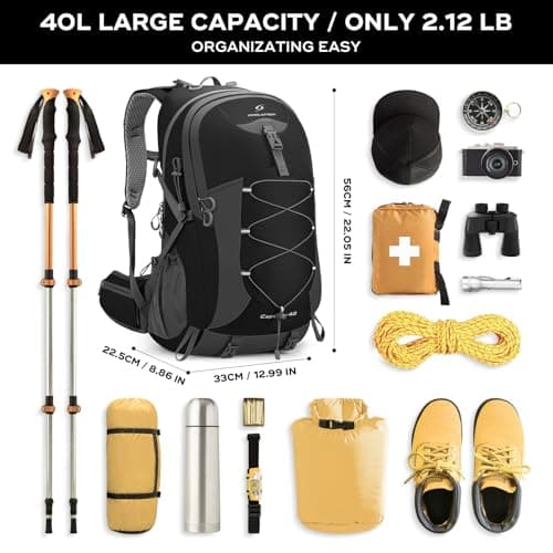 Maelstrom 40L Hiking Backpack, Lightweight Camping Daypack with Rain Cover — view 2