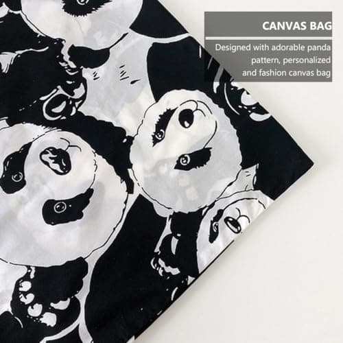 Hoement Large Capacity Canvas Tote Bag with Panda Design Double Layers Casual Shoulder Shopper Suitable for Grocery Shopping and Travel Assorted style — view 6
