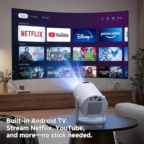 LaylaTang HY300Pro+S2 Mini Projector with Android TV 13, 25000 Lumens, 4K Support, AutoKeystone, 5G WiFi/Bluetooth, 180°Rotation, Portable Projector for Bedroom, Indoor Outdoor Movies, Garden, Camping — view 2