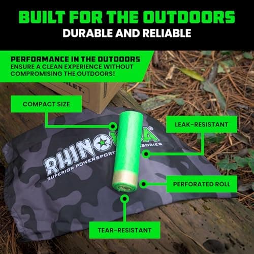 Rhino USA Scented Portable Toilet Bags (2 Rolls) Camping Toilet Bags for Outdoor 19 Litres Potty/Bucket - Replacement Poop/Waste Bag with Mint Scent for Outdoor Porta Potty — view 2