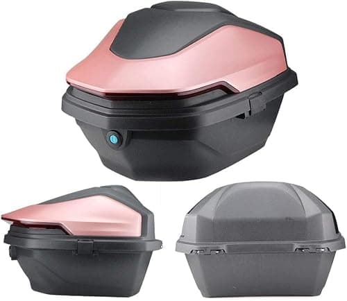 Motorcycle Trunk Travel Luggage Storage Box, Universal Motorcycle Helmet Top Box Luggage Storage For Motorbike Moped Back Rear Case,Many Colors Are Available (Color : Rose Gold)