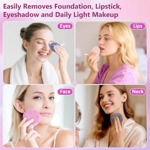 LOPHE 6 Pieces Washable Double-Sided Circle Makeup Remover Pads with Bag, Soft Delicate Cleaning, Reusable Makeup Remover Pads for Daily Cleaning(6 Colors) — view 4