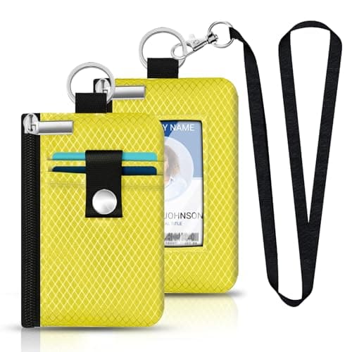 CCUMI Minimalist RFID Blocking Small Wallet with ID Window,WaterResistant Zip Id Case Wallet with Lanyard Keychain for Cards,Cash,Travel,Women,Men, Lemon Yellow, 4.53" x 2.76" x 0.39", Minimalist — view 6