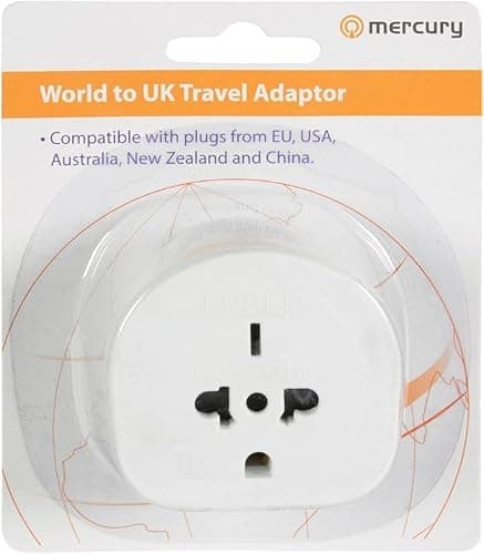 Mercury | Universal World to UK Travel Adaptor | 13A Fused Plug Converter EU, USA, Australia, China, New Zealand & More | Socket Adapter for Electric Razor, Toothbrush, Chargers, Shavers & Appliances — view 4