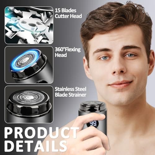 Mini Shavers for Men Electric Razor, USB Rechargeable Travel Shaver, Waterproof Shaving Machines, Wet and Dry Trimmer, Portable Shavers for Home Travel — view 3