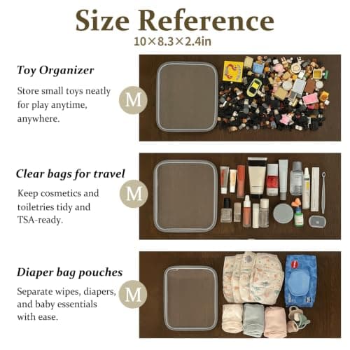 WELPIRT Clear Zipper Pouches,Hard Shell Zipper Case, Toiletry Bag for Travel, CLear Diaper Bag, Toiletry Pouch, Travel Organizer, Cosmetic Bag,Toy Storage Bins, Gray, M+3S, Gray — view 4