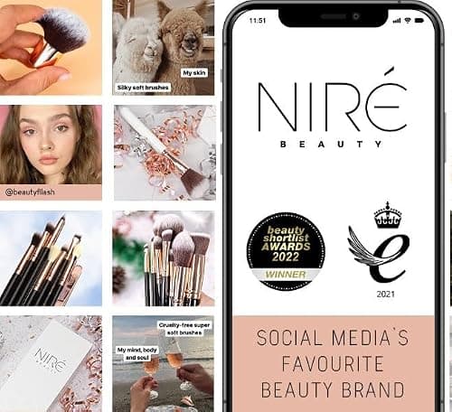 Niré Beauty Professional Makeup Brush Set, Vegan, 15pc, Black Rose Gold — view 4