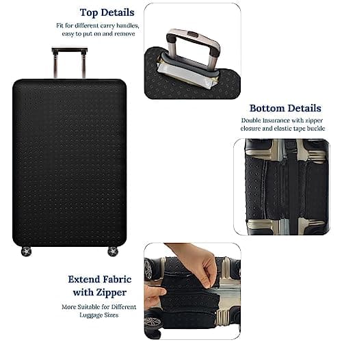 GOXUNYUAN Elastic Suitcase Baggage Cover Protector- HFICUS Washable Spandex Travel Reusable Luggage Cover M:fit for 22"-24" — view 2