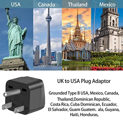 LUKELI 4 Pack UK to USA Plug Adaptor USA Travel Adapter US Plug Adapter UK to American USA, (Black 4 Pack) — view 2