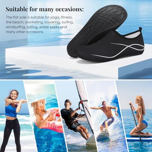 gitzing Water Beach Swim Shoes Women Breathable Sea Shoes Men Quick Dry Aqua Lightweight Barefoot for Surfing Running Driving Pool Yoga, Black 5 UK/38 EU — view 6