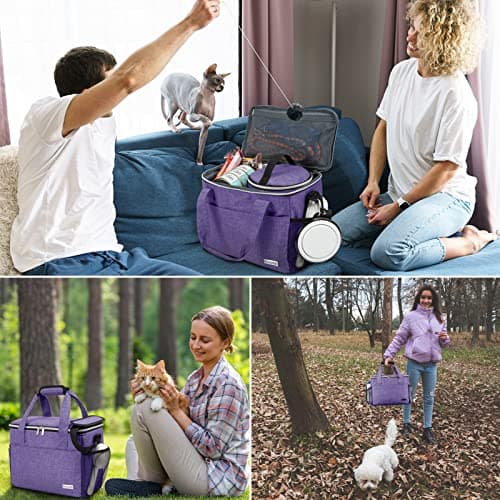 BAGLHER Dog Travel Bag Backpack Pet Supplies Backpack 5-Piece Set with Shoulder Strap 2 Lined Pet Food Containers 2 Foldable Feeding Bowls Essential Kit for Pet Travel — view 5