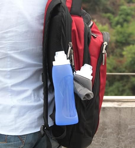 vellichor Leak-Proof Ultra-Light Collapsible Foldable Drinking Water Bottle - BPA-Free Sports Folding Bottle for Cycling, Fitness, Outdoor Activities - 500ml (Blue), Folds Incredibly Small for Drinks — view 3