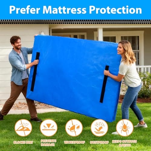 Mattress Bags for Moving and Storage Size (208x160x38cm),Extra Thick Mattress Cover for Moving with 8 Strong Handles & Zipper,Reusable Waterproof Professional Grade Mattress Storage Bag — view 5