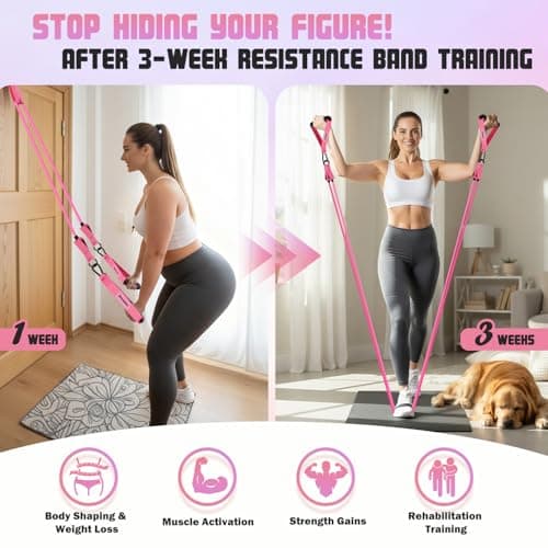 Resistance Bands, Exercise Bands with Handles, Fitness Bands, Workout Bands with Door Anchor and Ankle Straps, for Heavy Resistance Training, Physical Therapy, Shape Body, Yoga, Home Workout Set — view 3