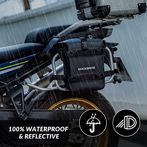 ROCKBROS Motorcycle Saddle Bag Waterproof Side Pannier With Shoulder Strap for Luggage Storage, Travel, Daily Commuting - 5L Black — view 2