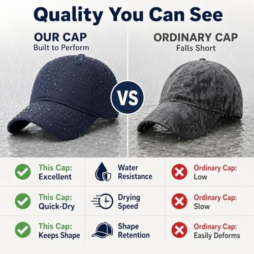 WHJYCC Waterproof Running Hat, Navy Blue Baseball Cap, UPF 50+ — view 6