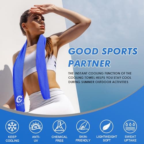 CSITE 4 Pack Cooling Towels (120x30cm) for Neck and Face, Ice Towel for Hot Weather, Soft Breathable Chilly Gym Towels, Microfiber Towel for Work Out, Yoga, Running, Camping & More Activities — view 6