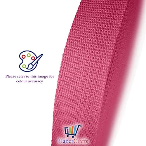 25mm Heavy Duty Webbing Belt Strap Upholstery Webbing Cotton Blend 1 Inch Webbing for Bag Straps Rucksack Backpacks Luggage Bag Strap Cargo Strapping Belts (Bright Pink - 25mm - 3 Meters) — view 2