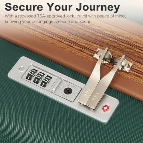 Kono Medium Suitcase 24 Inch Expandable Hardshell Luggage (Green/Brown) — view 6