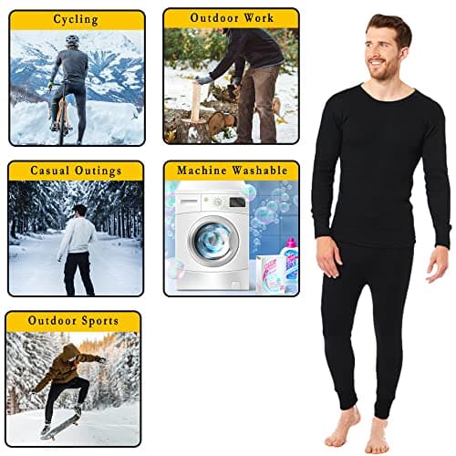Heatwave® Pack Of 2 Men's Thermal Underwear Set, T-shirt & Pants Baselayer Set Thermals, Small Black — view 6