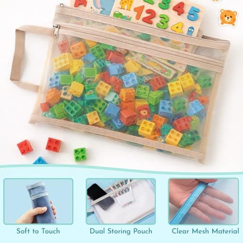 zxevg Toy Storage Bags 5 Zip & 9 Drawstring for Blocks — view 3