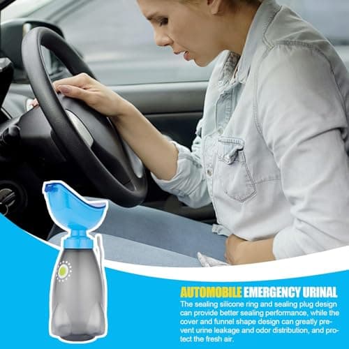 Urinal Bottle Unisex | 600ml Spill Proof Female Wee Pee Bottles with Lid and Funnel | Toliet Urinal for Men and Women | Urination Device Ergonomic Design High Capacity for Outdoor Car Travel — view 2