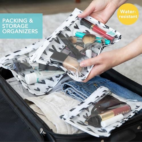 Bumkins Travel Bag, Toiletry, Baby, TSA Approved Pouch, Zip Bag, Quart Size Compliant, Clear-Sided, Diaper Bag Organization, Makeup, Accessories, Set of 3 — view 2