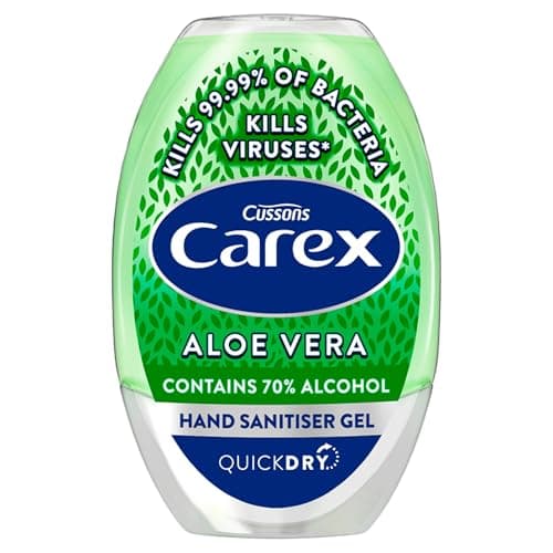 Carex Aloe Vera Antibacterial Hand Sanitiser Gel, Anti Viral Action, 70 Percent Alcohol, Cleans, Cares and Protects, Bulk Buy, Pack of 12 x 50 ml — view 2