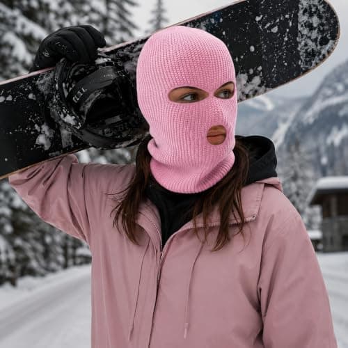 Trevixor 2 Pcs Pink Balaclava, Full Face Balaclava for Women, 3 Hole Ski Mask and Pink Mask for Costume Parties, Outdoor Activities and Photo Props — view 3