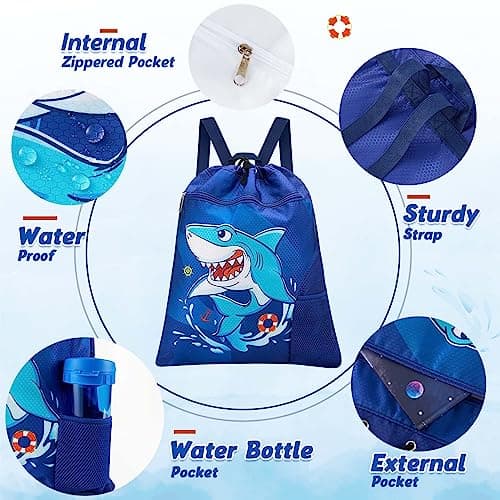 WAWSAM Kids Drawstring Gym Bag with Zippered Pocket and Water Bottle Pocket — view 2