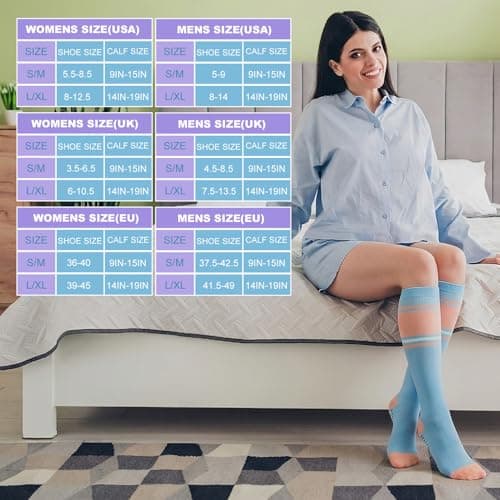 Zuimei 6 Pairs Compression Socks for Women and Men 15-20 mmHg Graduated Flight Socks Stylish Colors for Travel Work Running, Nurses, Pregnancy Everyday Relief M — view 4
