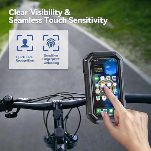 KDD Motorbike Phone Holder Mount Waterproof - 360° Rotation Motorcycle Bike Phone Mount with Fully Enclosed Touch Sensitive, Bicycle Phone Holder Clamp for iPhone,Samsung, 4-6.7”Phones — view 3