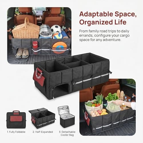 June&July story J&J Car Trunk Organizer 112L & Collapsible Cooler Bag 31.5L, Premium Durable Adjustable Storage for Road Trip Essentials, Car Accessories for Men & Women, Suv、Truck (Extra Large) — view 4