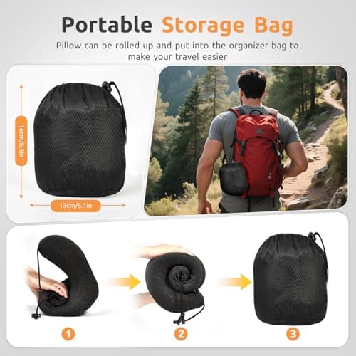 Joytential Travel Pillow with Hood for Airplane Long Flights, Privacy Hooded Plane Pillow with Skin-Friendly Cover, Comfort Memory Foam, Neck Pillows for Office Rest, Road Trip, Car Sleeping (Black) — view 5