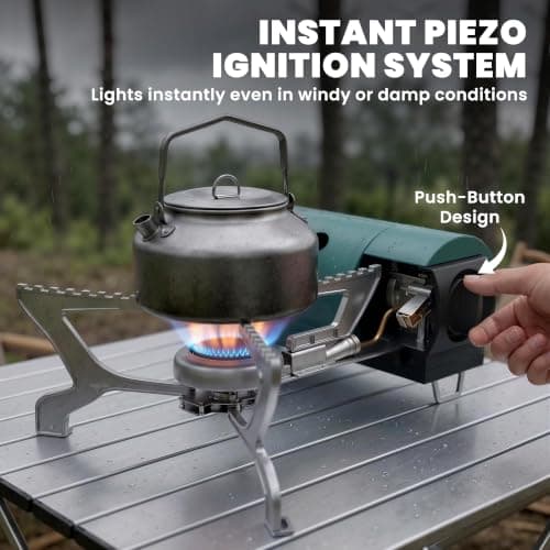 Outsunny 2670W Foldable Camping Stove Piezo Ignition Safety Shut-Off Green — view 6