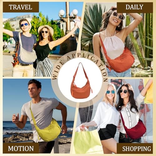 GUSXPPD Women's Half Moon Crossbody Shoulder Bag, Nylon Crossbody Bag, Hobo Halfmoon Bag, Crossbody Bag, Shoulder Bag, Half Moon Dumpling Shoulder Bag with Adjustable Shoulder Strap, ORANGE M, 37x5x25 — view 6
