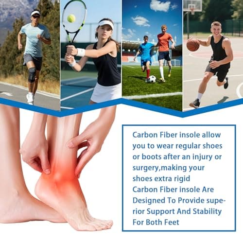 Carbon Fibre Orthotic Insoles – Rigid Carbon Plate Shoe Inserts for Forefoot Support & Stiff Toe Comfort, Lightweight Stability Insoles for Men Women Running Hiking (UK 6) — view 5