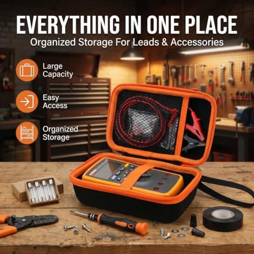Hard Carrying Case for Klein Tools MM400 / MM325 / MM300 Digital Multimeter, Black EVA Waterproof Voltmeter Storage Bag Multi Tester Protective Travel Box with Mesh Pocket — view 4