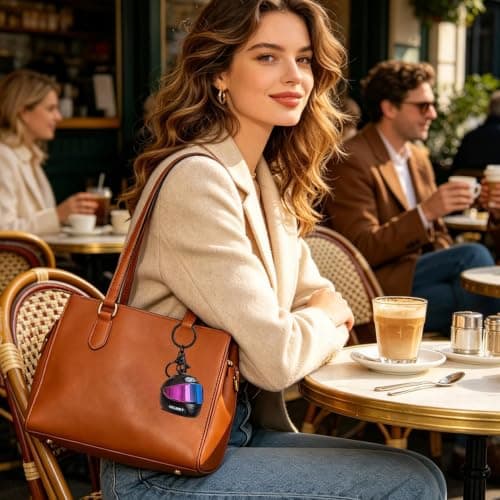 LED Keychain,Mini Motorcycle Helmet Charm with Light,Bag Backpack — view 2