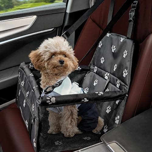 Flagest Dog Car Seat, Foldable Washable Mesh Carrier for Small Dogs, Black