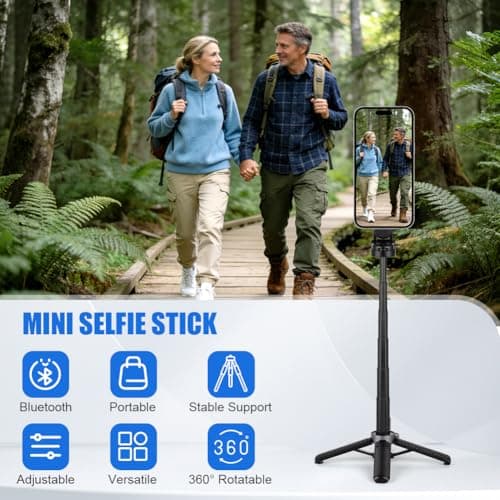 Ainiv 4-in-1 Multifunctional Magnetic Selfie Stick, 360°Rotation Phone Tripod with Wireless Remote for iPhone & Android, for Travel, Vlogging, Photos, Video Recording — view 5